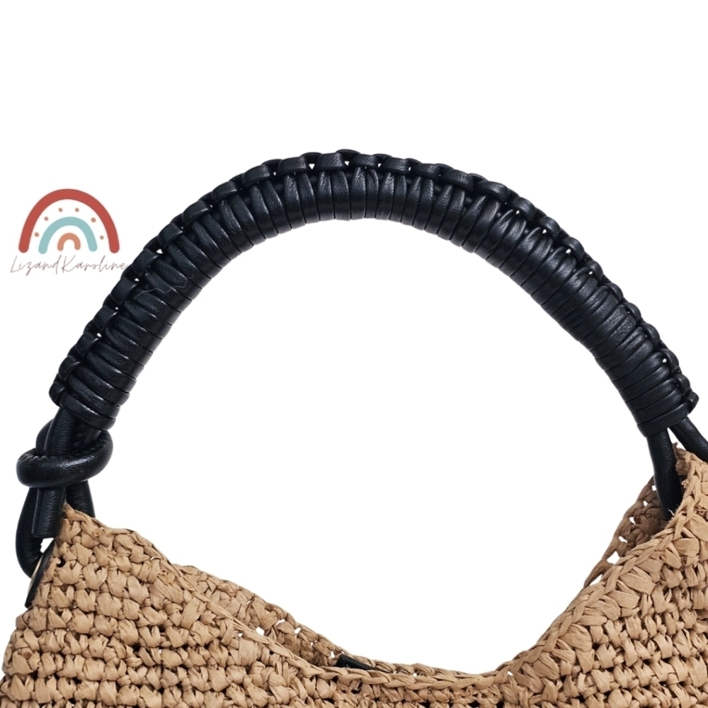New! Madewell The Camren Mini Bag in Straw with Crochet Cherry Charm - Picture 6 of 11